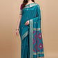 Classic Banglori Silk Raw Silk Turquoise Sequins Saree