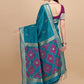 Classic Banglori Silk Raw Silk Turquoise Sequins Saree