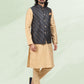 Kurta Payjama With Jacket Banarasi Silk Jacquard Beige Blue Jacquard Work Mens