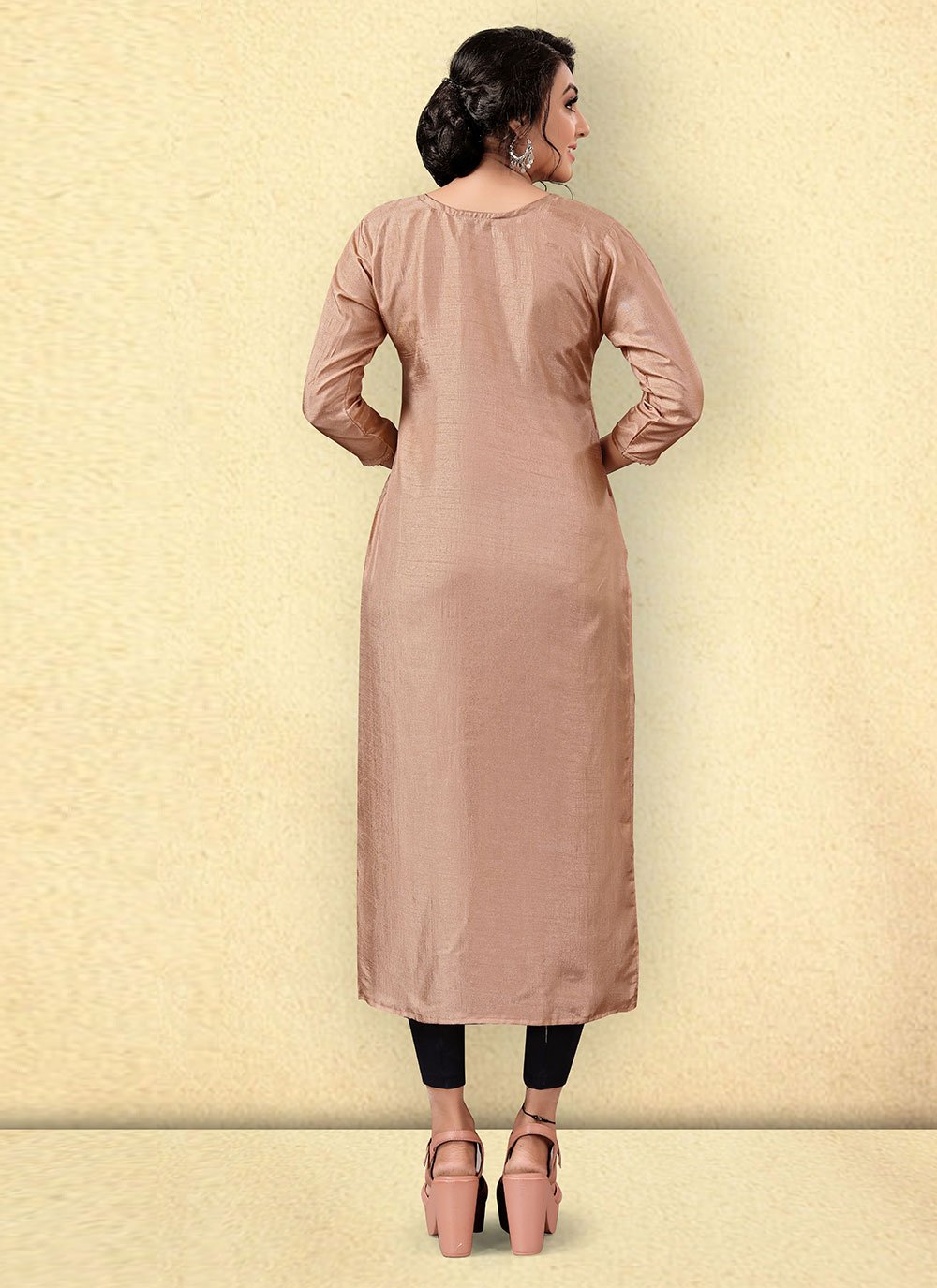 Casual Kurti Silk Beige Woven Kurtis