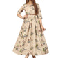 Gown Faux Crepe Beige Print Gown