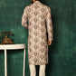 Kurta Pyjama Cotton Beige Print Mens