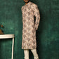 Kurta Pyjama Cotton Beige Print Mens