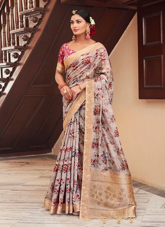 Traditional Saree Silk Beige Weaving Saree