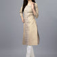 Party Wear Kurti Cotton Beige Embroidered Kurtis