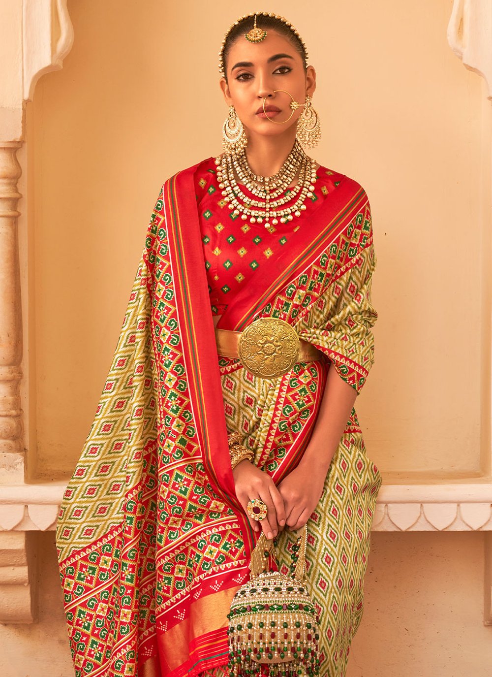 Contemporary Tussar Silk Beige Weaving Saree