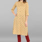 Designer Kurti Cotton Beige Print Kurtis