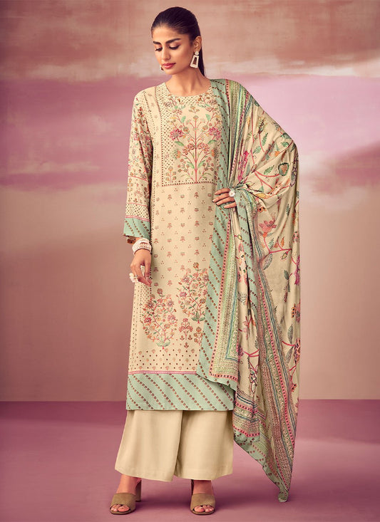 Trendy Suit Pashmina Beige Digital Print Salwar Kameez