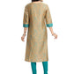 Casual Kurti Silk Blend Beige Fancy Work Kurtis