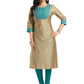 Casual Kurti Silk Blend Beige Fancy Work Kurtis