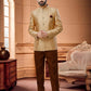 Jodhpuri Suit Jacquard Beige Buttons Mens