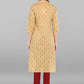 Casual Kurti Cotton Beige Floral Patch Kurtis