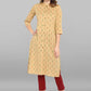 Casual Kurti Cotton Beige Floral Patch Kurtis