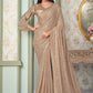 Designer Georgette Beige Sequins Saree