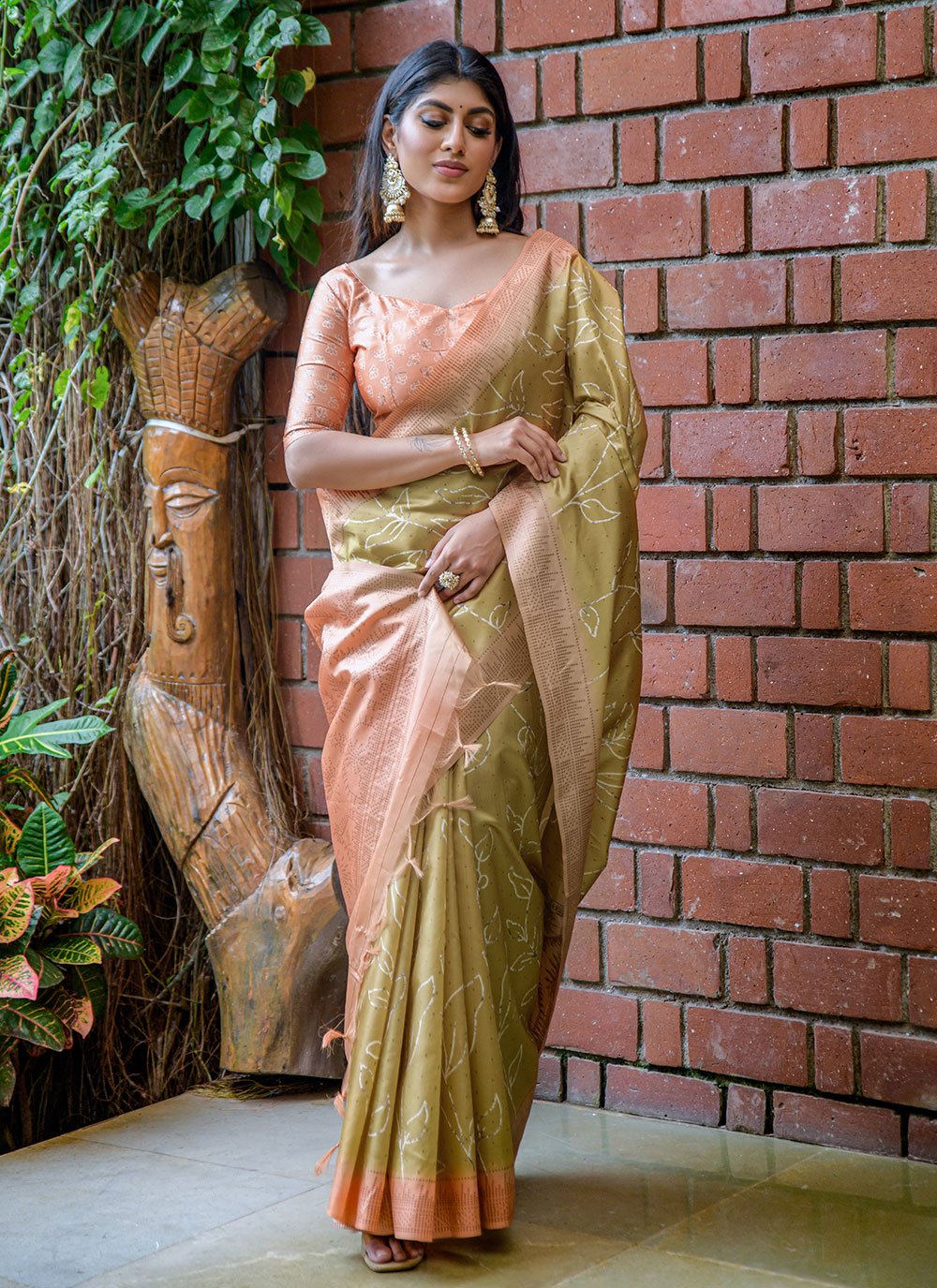 Classic Cotton Silk Beige Jacquard Work Saree