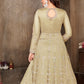 Floor Lenght Salwar Suit Net Beige Embroidered Salwar Kameez