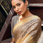 Contemporary Brasso Beige Fancy Work Saree