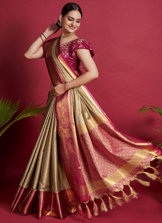 Contemporary Silk Beige Weaving Saree