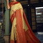 Contemporary Kanjivaram Silk Beige Weaving Saree