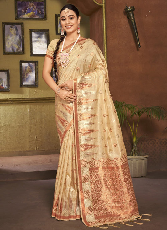 Traditional Saree Silk Beige Weaving Saree