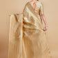 Classic Linen Beige Woven Saree