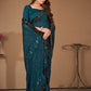 Designer Bembarg Georgette Turquoise Patch Border Saree