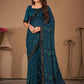 Designer Bembarg Georgette Turquoise Patch Border Saree