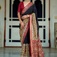 Classic Patola Silk Black Aari Work Saree