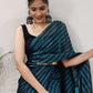 Contemporary Rangoli Silk Black Blue Strips Print Saree