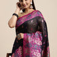 Classic Cotton Black Fuchsia Woven Saree