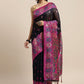 Classic Cotton Black Fuchsia Woven Saree