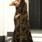 Trendy Saree Georgette Black Gold Lace Saree