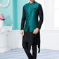 Indo Western Banarasi Silk Dupion Silk Black Green Jacquard Work Mens