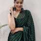 Classic Rangoli Silk Black Green Strips Print Saree