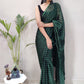 Classic Rangoli Silk Black Green Strips Print Saree