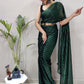 Classic Rangoli Silk Black Green Strips Print Saree