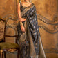 Contemporary Handloom Silk Satin Black Grey Weaving Saree