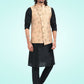 Kurta Payjama With Jacket Banarasi Jacquard Black Peach Fancy Work Mens