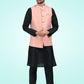 Kurta Payjama With Jacket Banarasi Jacquard Black Pink Fancy Work Mens