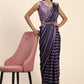 Classic Georgette Satin Black Purple Embroidered Saree