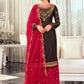 Salwar Suit Georgette Satin Black Rani Diamond Salwar Kameez