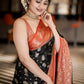 Trendy Saree Banarasi Silk Black Red Weaving Saree