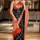 Trendy Saree Banarasi Silk Black Red Weaving Saree
