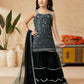 Sharara Set Art Silk Black Foil Print Kids