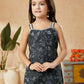 Sharara Set Art Silk Black Foil Print Kids