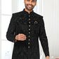 Indo Western Art Silk Black Machine Embroidery Mens