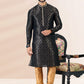 Kurta Pyjama Banarasi Silk Jacquard Black Fancy Work Mens