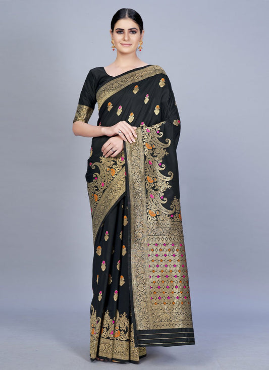 Classic Banarasi Silk Black Woven Saree