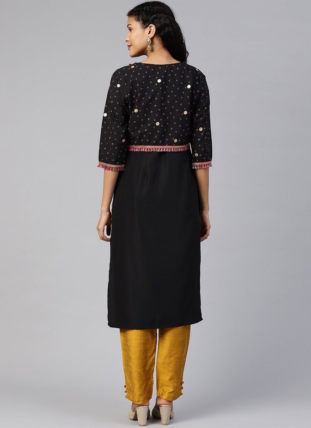 Casual Kurti Crepe Silk Black Print Kurtis