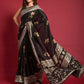 Casual Silk Black Foil Print Saree